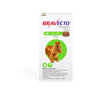 Bravecto 500 mg for Dogs 22-44 lbs, 1 Chew (Green) 